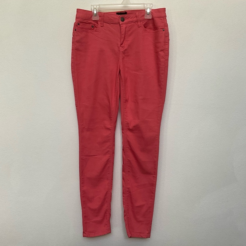Joe Boxer Coral Pink Mid Rise Skinny Jeans Size 7 Spring Preppy Pastel